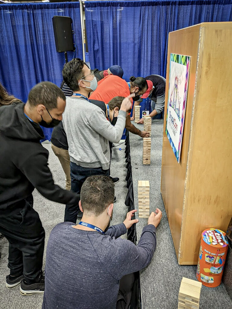 People playing jenga