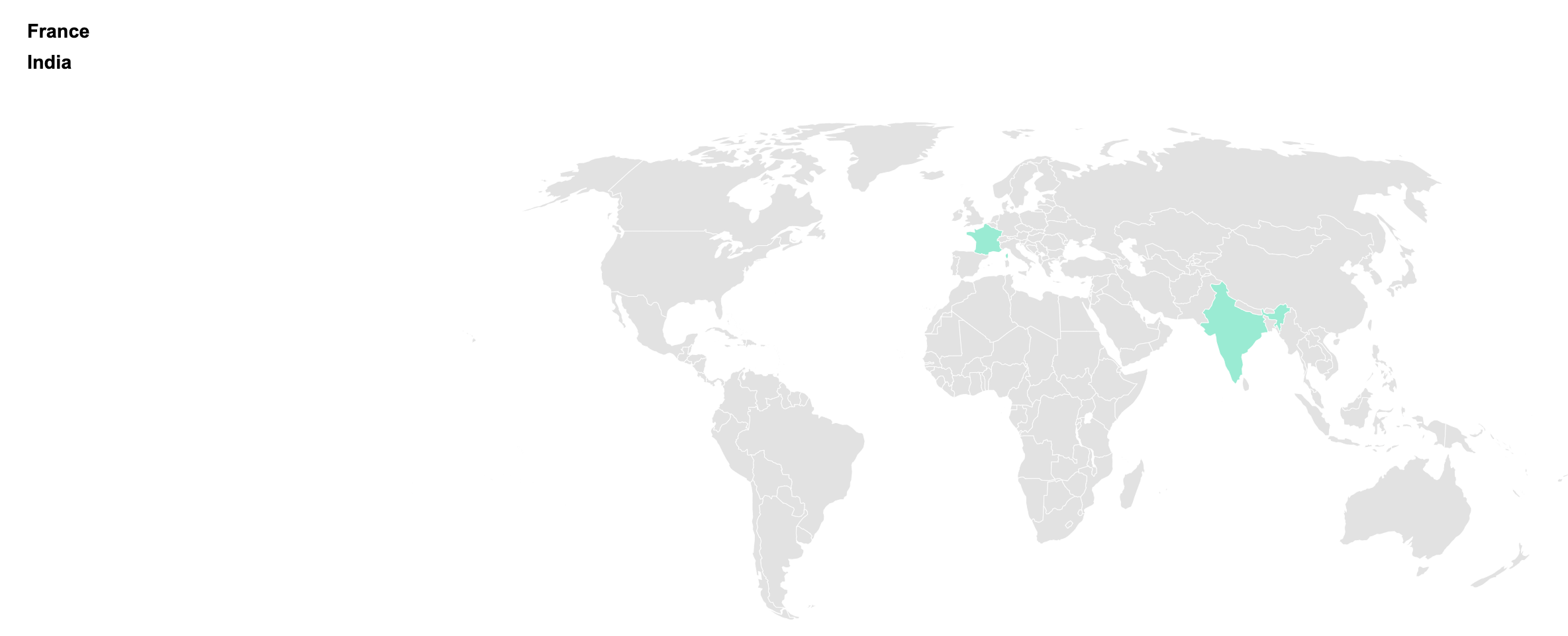 Map with France and India highlighted